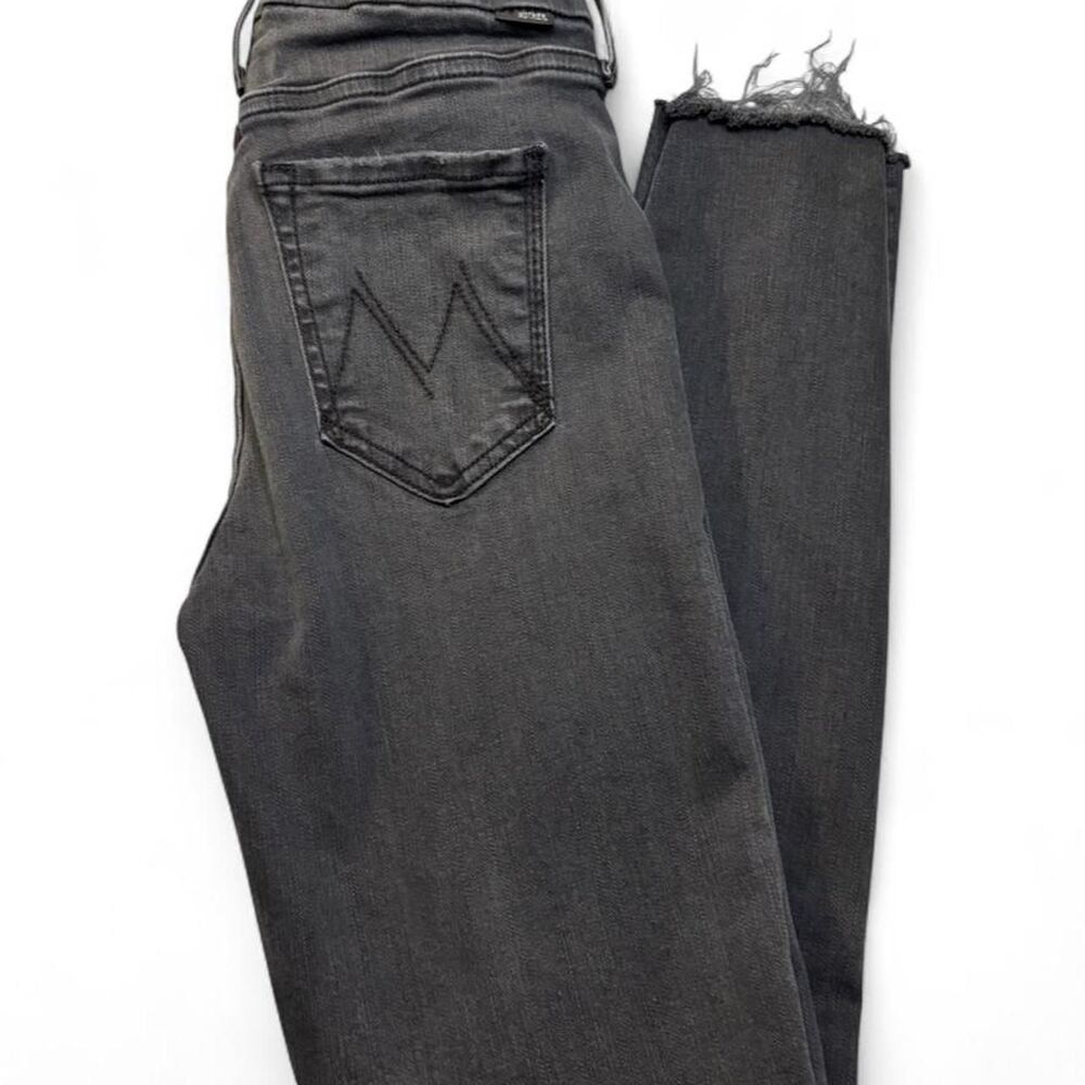 MOTHER The Looker Ankle Fray Size 25 Black Skinny Raw Hem Burning Out Lanterns